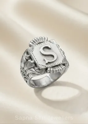 Alphabet Silver Name Ring