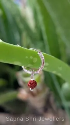 925 Sterling Silver Beaded Rudraksha Bali Earrings for Men & Women