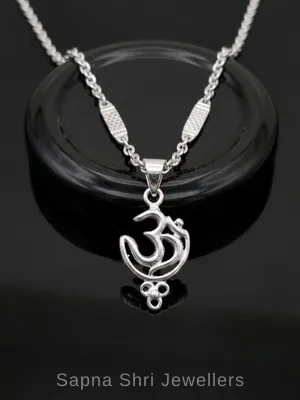 Om Religious Silver Pendant for Men & Women
