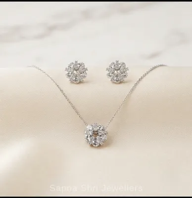 Elegant Silver Chain Pendant Jewellery Set for Women