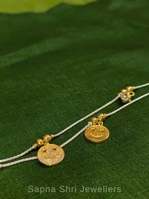 Gold Polish Silver Charm Payal