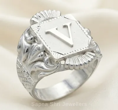 Initial Name Silver Ring Customised Gift