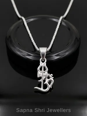Om Namah Shivaya Damru Rudraksha 925 Silver Pendant