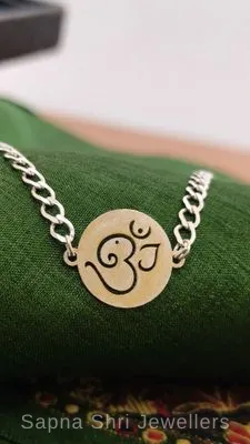 Om Spiritual Silver Rakhi Bracelet