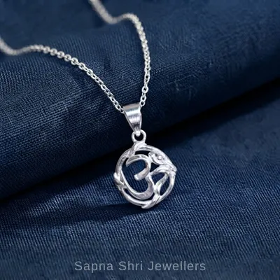 Om Symbol Triangle Silver Pendant for Men and Women Om Symbol Triangle Silver Pendant for Men and Women