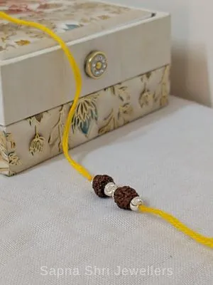 Rudraksha Silver Rakhi – Two Bead Spiritual Rakhi