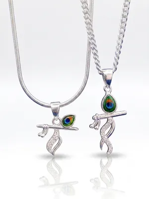 925 Sterling Silver Radha Krishna Pendants for Men Women and Couples