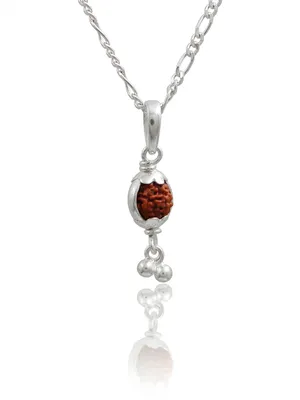 Natural Rudraksha Silver Pendant with Beads