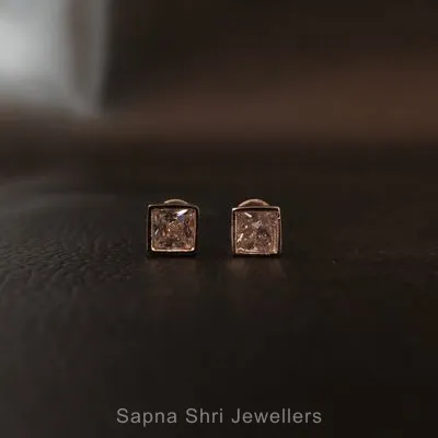 Princess Cut Crystal Studs