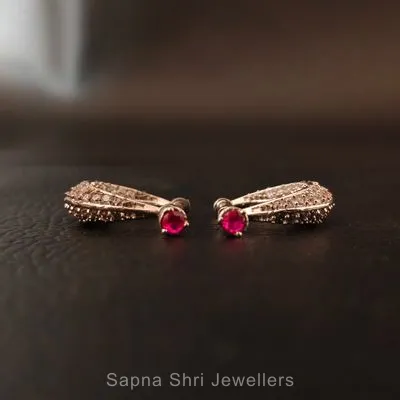 Ruby Halo Drop Studs