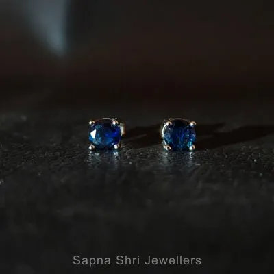 Midnight Blue Sapphire Studs