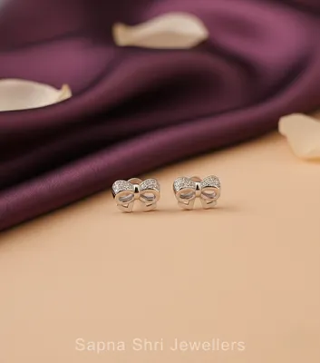 Sparkling Silver Bow Studs