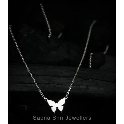 Midnight Butterfly Silver Chain