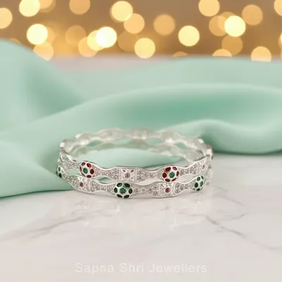 Enamel Wave Silver Kada