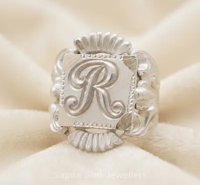 Customize Letter Silver Name Ring Personalised Initial